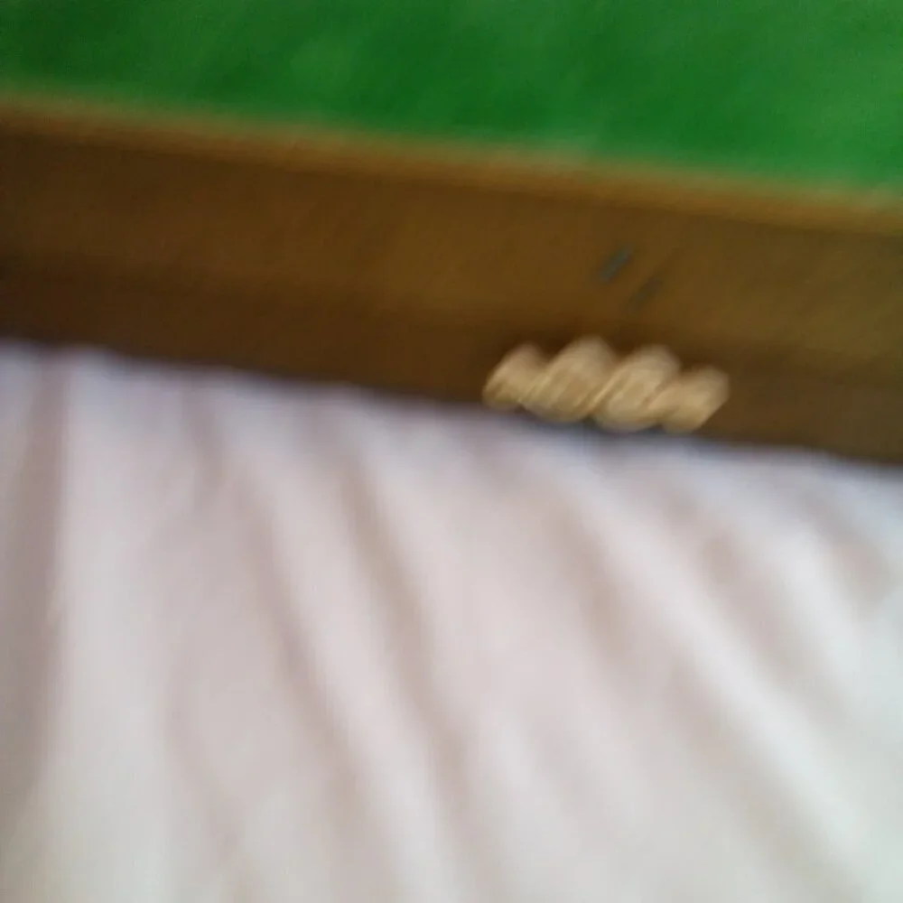 Vintage Jewlery Box Wood Padded Top Felt Lined Gold Color 12